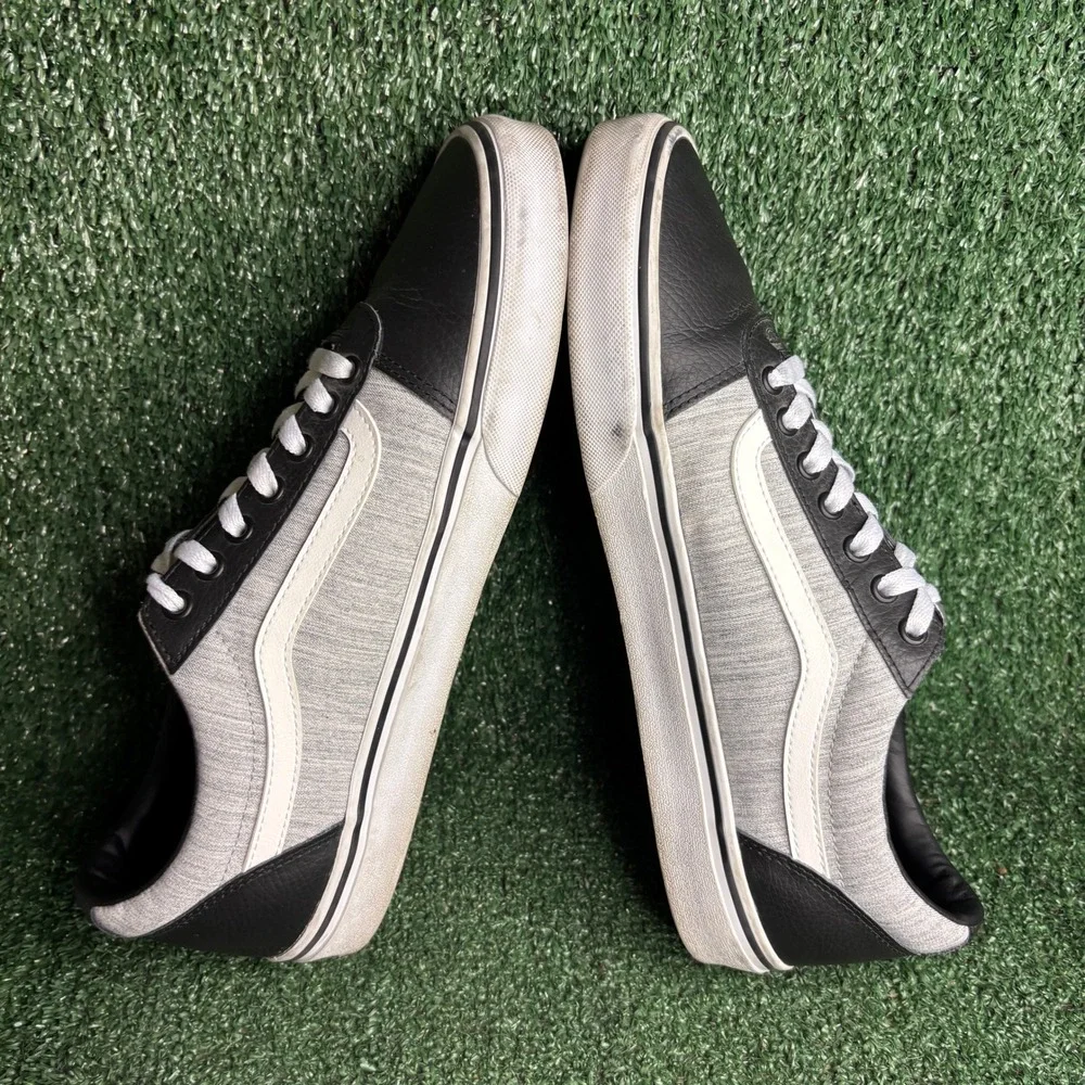Vans Ward Low Leather Canvas Skater Streetwear Sneaker Black Grey Mens Size 12.0